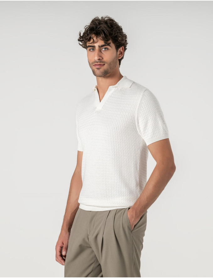 POLO S/ BOTÕES ESTRUTURADO BRANCO