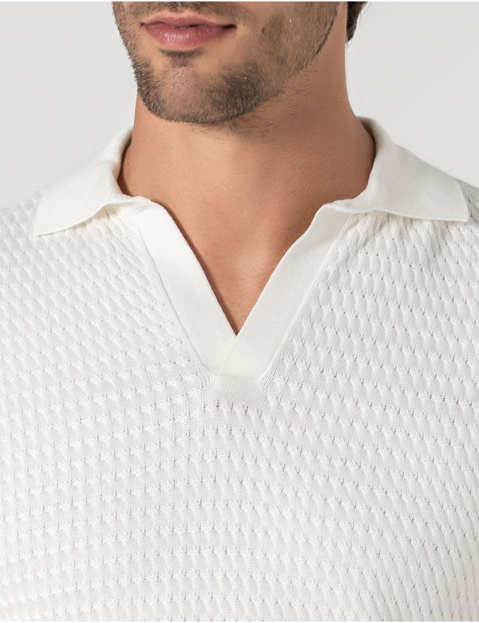 POLO S/ BOTÕES ESTRUTURADO BRANCO
