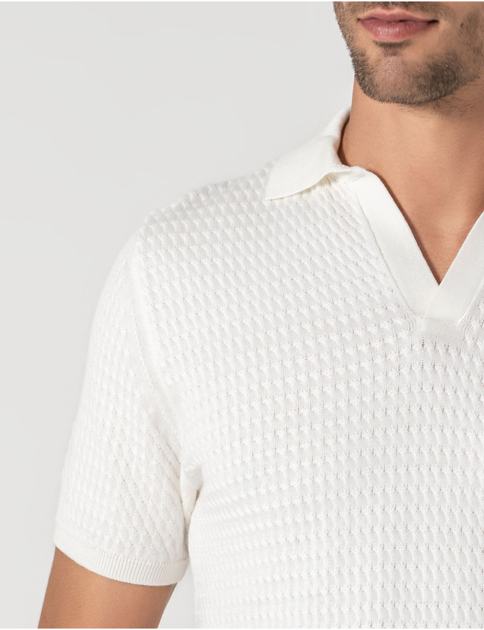 POLO S/ BOTÕES ESTRUTURADO BRANCO