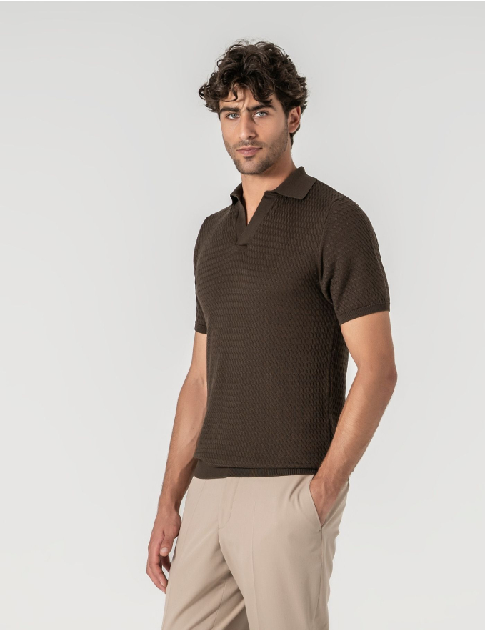 POLO S/ BOTÕES ESTRUTURADO CASTANHO