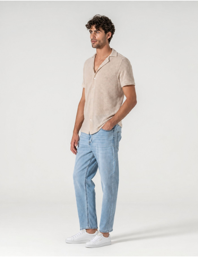 CALÇA DE GANGA REGULAR FIT AZUL CLARO