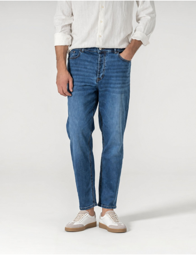 CALÇA DE GANGA REGULAR FIT AZUL MÉDIO