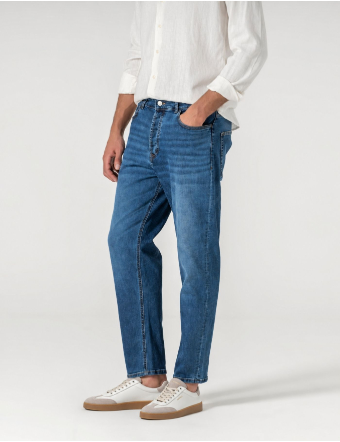 CALÇA DE GANGA REGULAR FIT AZUL MÉDIO