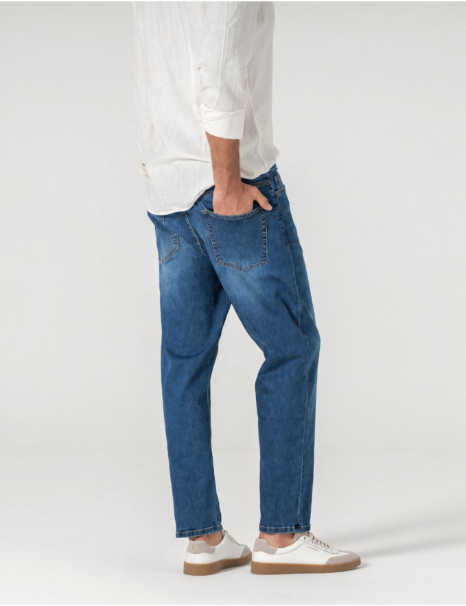 CALÇA DE GANGA REGULAR FIT AZUL MÉDIO