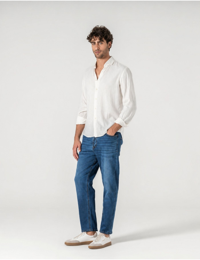 CALÇA DE GANGA REGULAR FIT AZUL MÉDIO