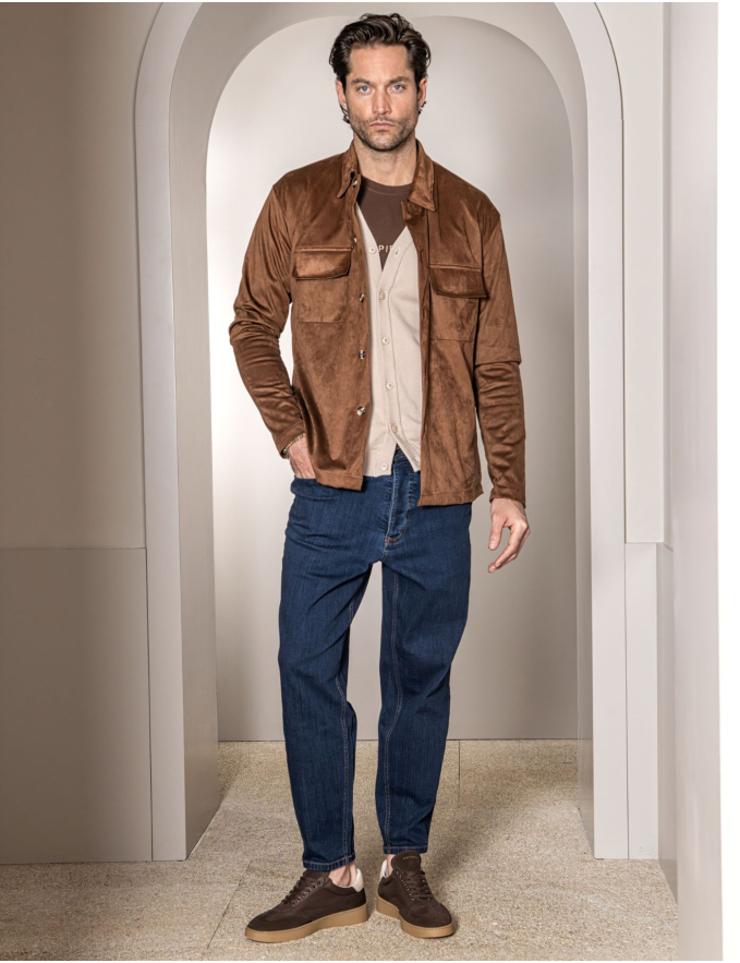 SOBRECAMISA EFEITO CAMURÇA CAMEL
