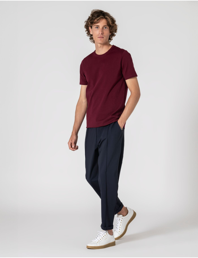  T-SHIRT DE ALGODÃO E POLIAMIDA BORDEAUX