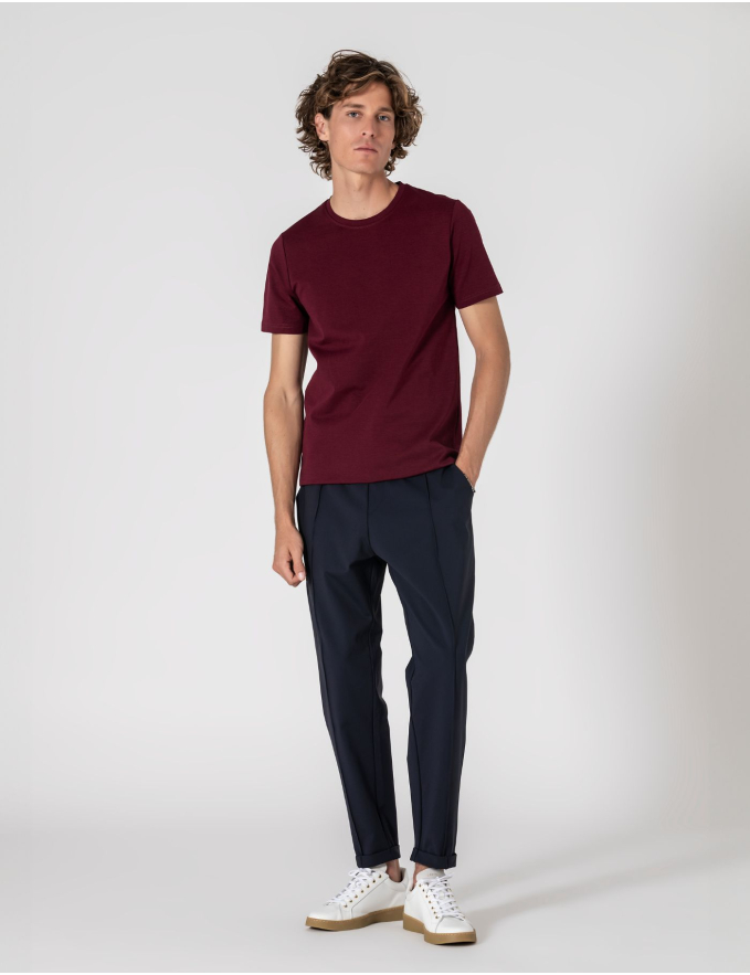  T-SHIRT DE ALGODÃO E POLIAMIDA BORDEAUX