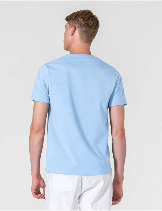 T-SHIRT DE ALGODÃO E POLIAMIDA AZUL CLARO