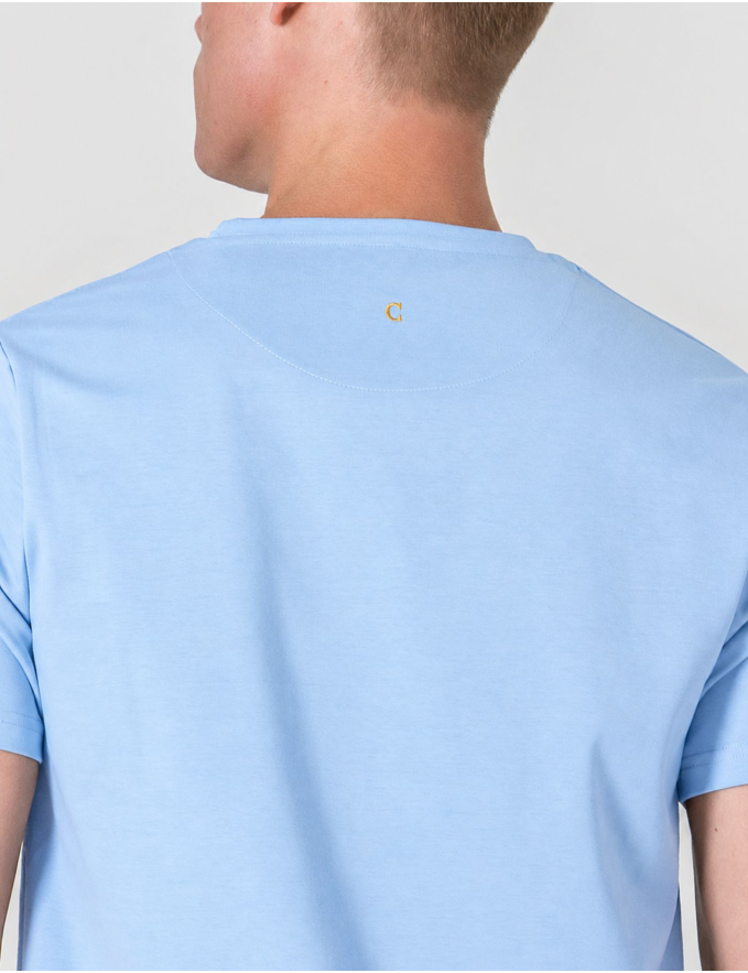 T-SHIRT DE ALGODÃO E POLIAMIDA AZUL CLARO