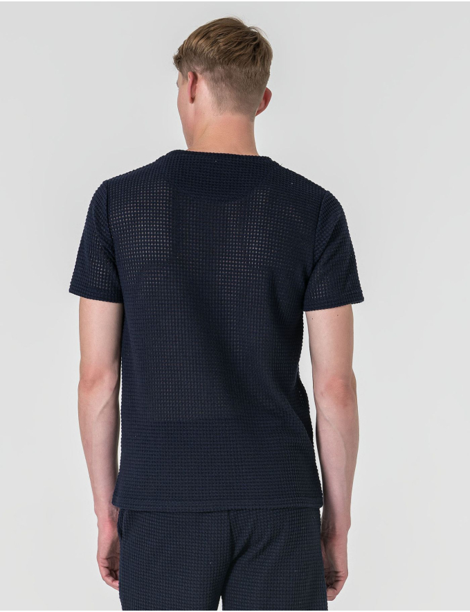 T-SHIRT CROCHET AZUL