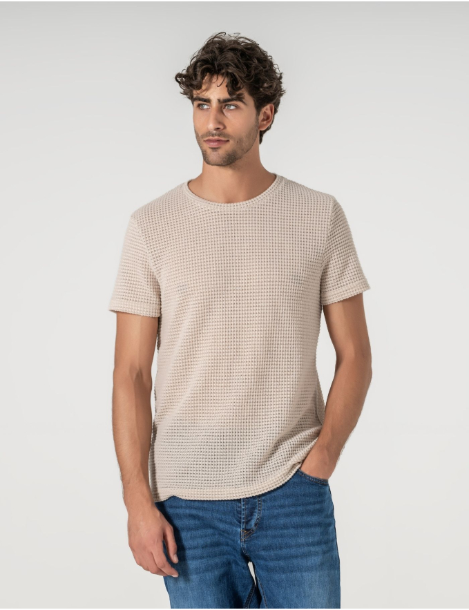 T-SHIRT CROCHET BEGE