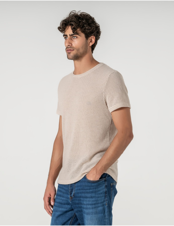 T-SHIRT CROCHET BEGE