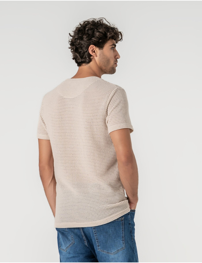 T-SHIRT CROCHET BEGE