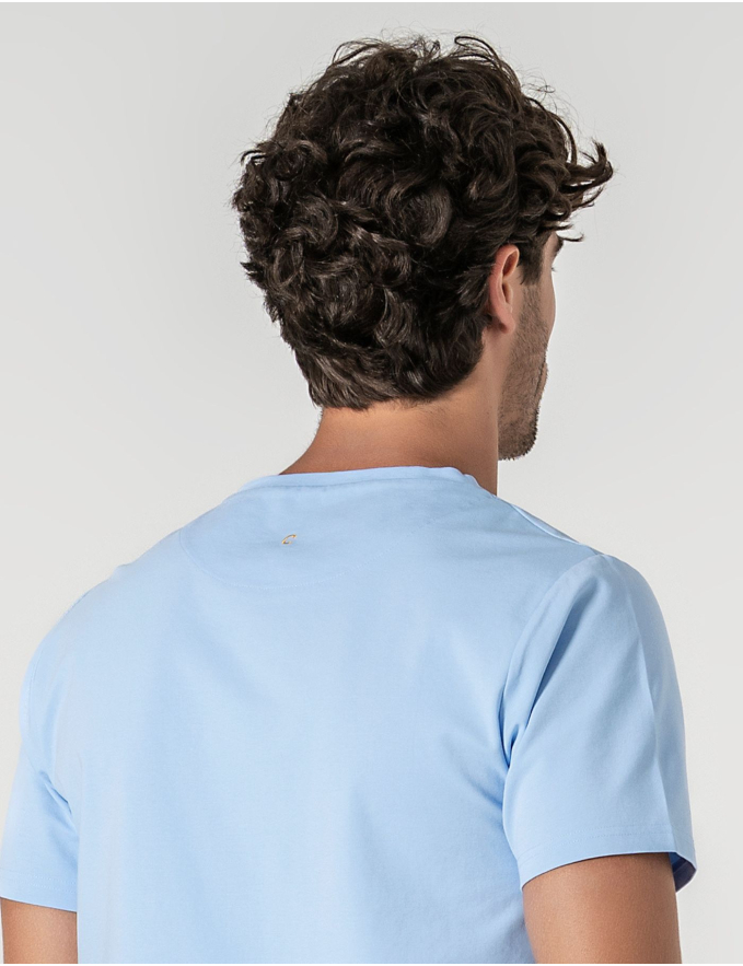 T-SHIRT DE ALGODÃO E POLIAMIDA AZUL CLARO