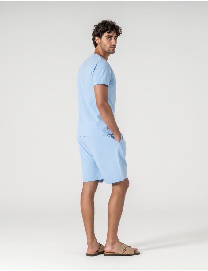 T-SHIRT DE ALGODÃO E POLIAMIDA AZUL CLARO