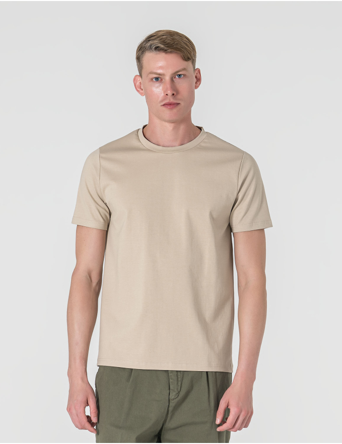T-SHIRT DE ALGODÃO E POLIAMIDA BEGE