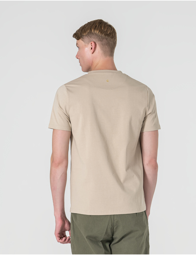 T-SHIRT DE ALGODÃO E POLIAMIDA BEGE