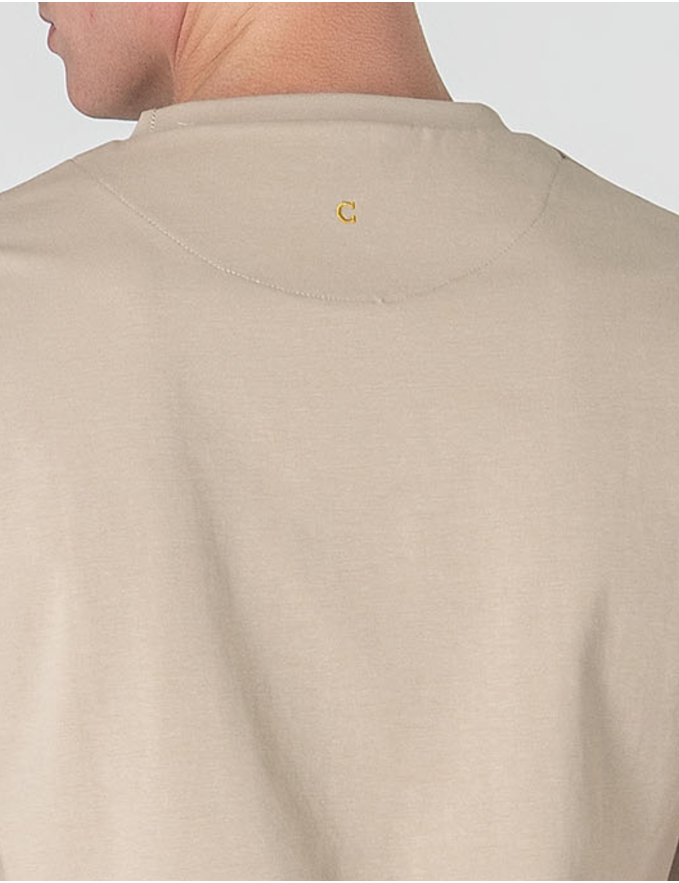 T-SHIRT DE ALGODÃO E POLIAMIDA BEGE