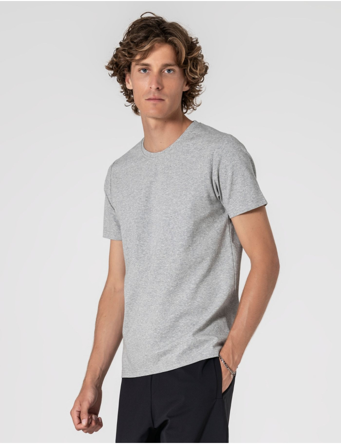 T-SHIRT DE ALGODÃO E POLIAMIDA CINZA MESCLA