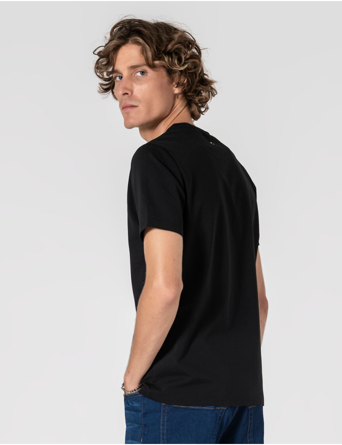  T-SHIRT DE ALGODÃO E POLIAMIDA PRETA