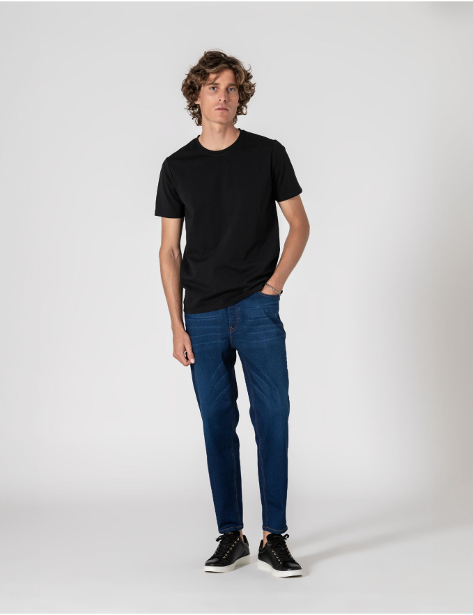  T-SHIRT DE ALGODÃO E POLIAMIDA PRETA