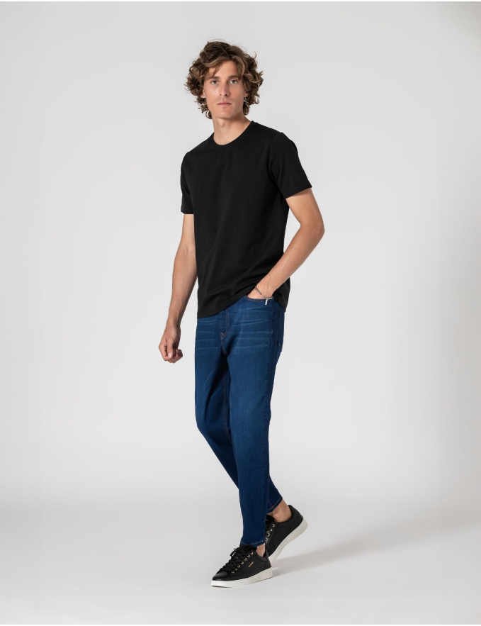  T-SHIRT DE ALGODÃO E POLIAMIDA PRETA