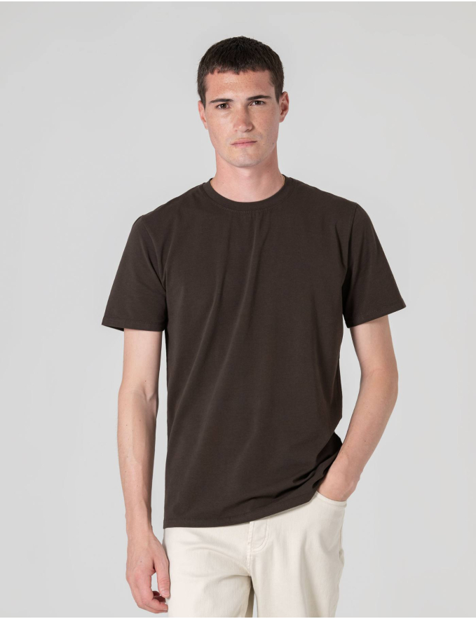 T-SHIRT DE ALGODÃO STRETCH CASTANHA
