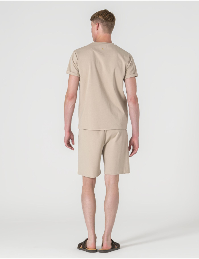 T-SHIRT RELAXED DE ALGODÃO E POLIAMIDA BEGE