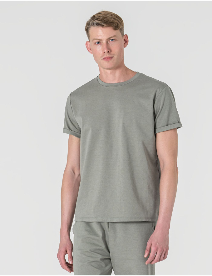 T-SHIRT RELAXED DE ALGODÃO E POLIAMIDA VERDE PASTEL