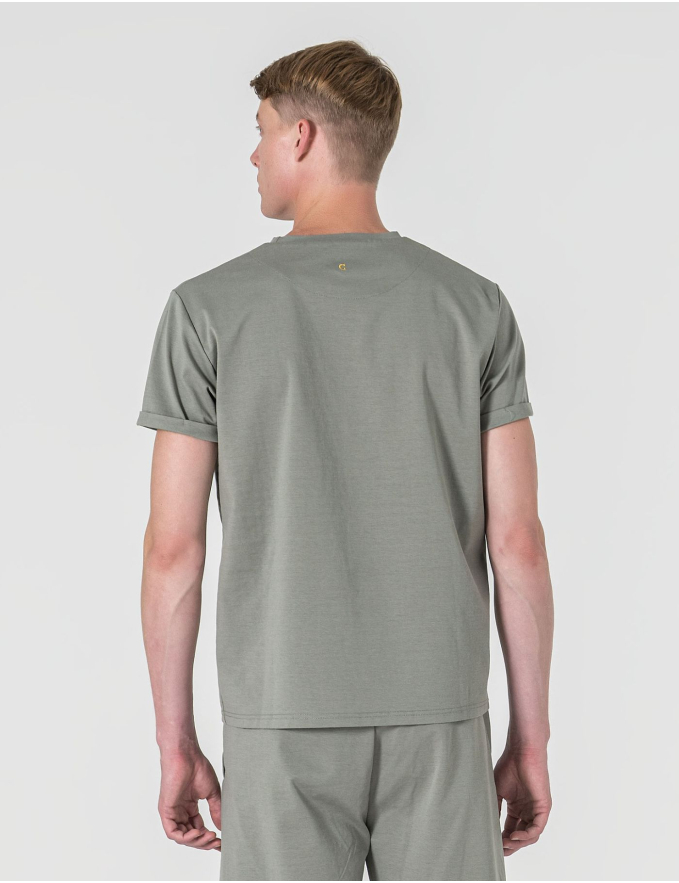 T-SHIRT RELAXED DE ALGODÃO E POLIAMIDA VERDE PASTEL