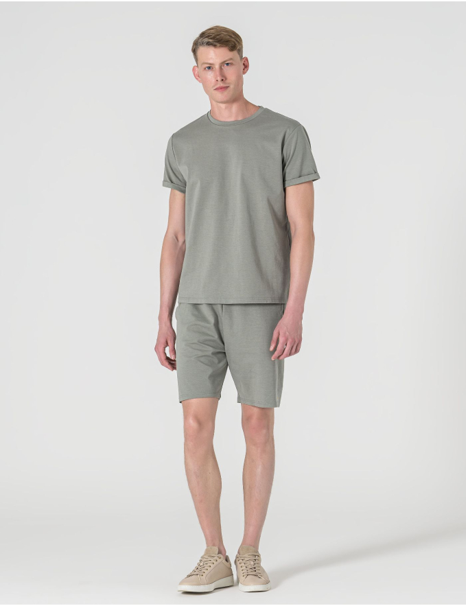 T-SHIRT RELAXED DE ALGODÃO E POLIAMIDA VERDE PASTEL