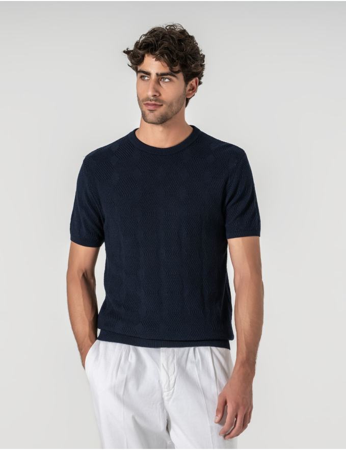 T-SHIRT TEXTURADA AZUL 