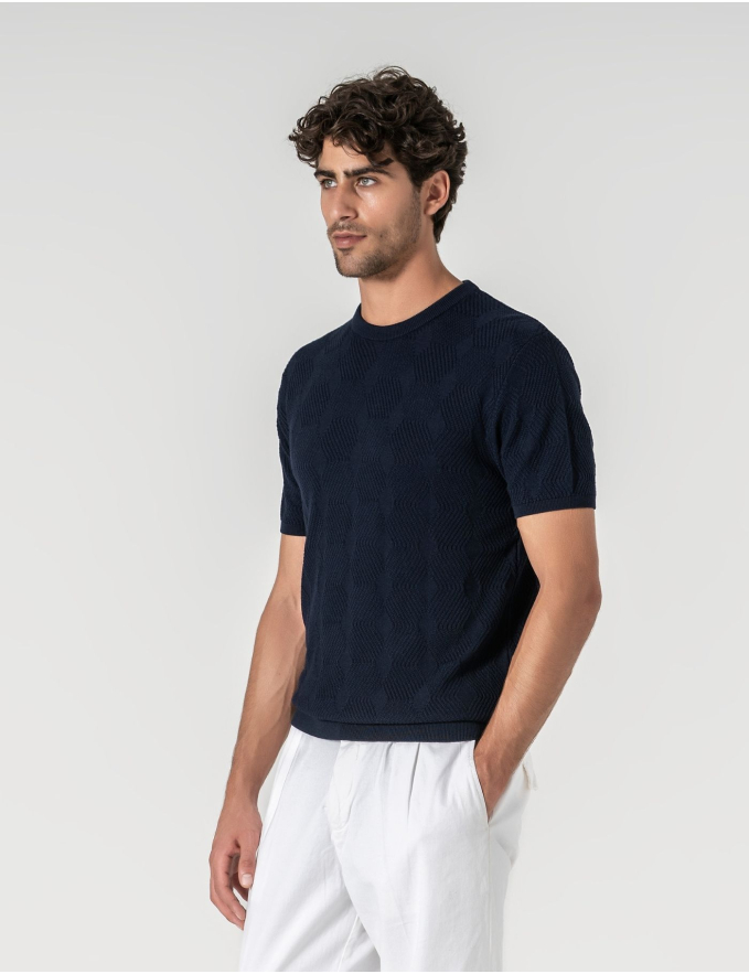 T-SHIRT TEXTURADA AZUL 