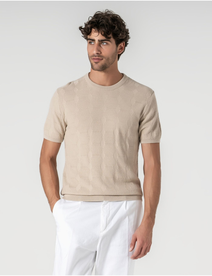 T-SHIRT TEXTURADA CREME