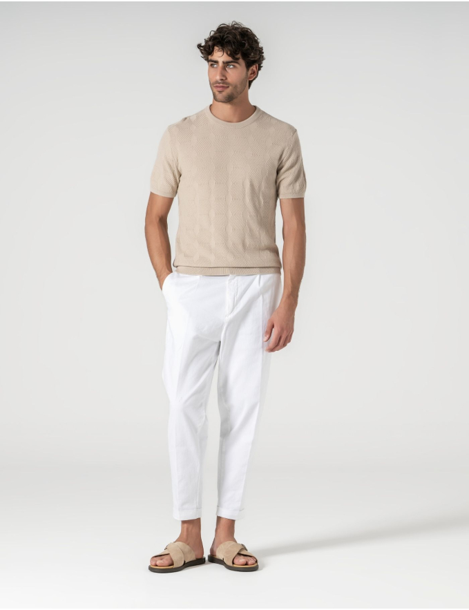 T-SHIRT TEXTURADA CREME
