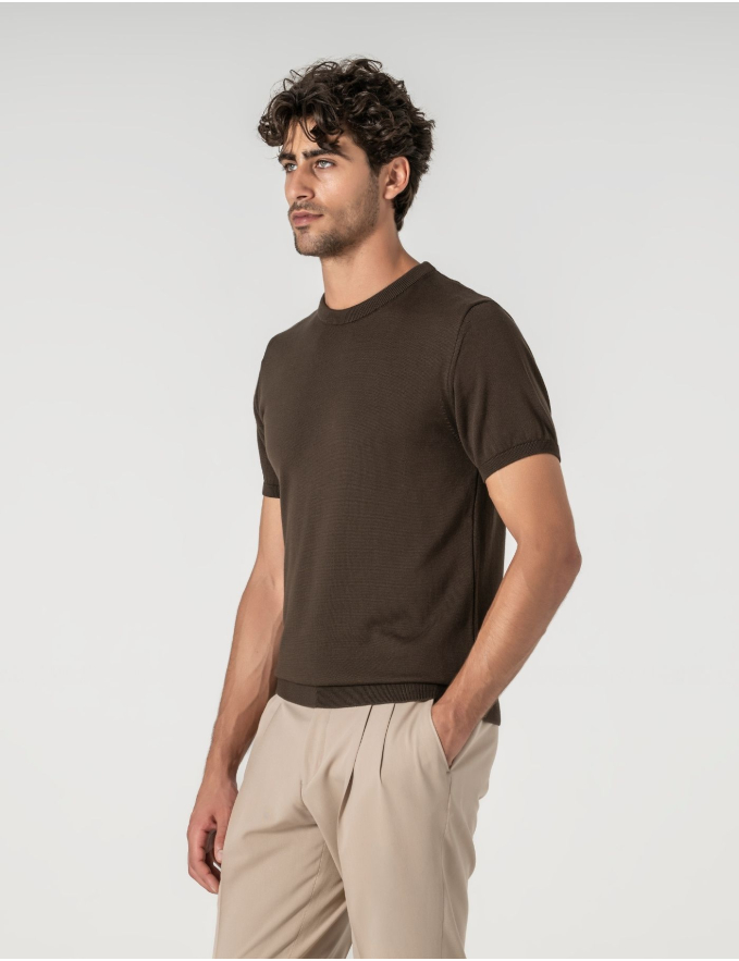 T-SHIRT TRICOT CASTANHA