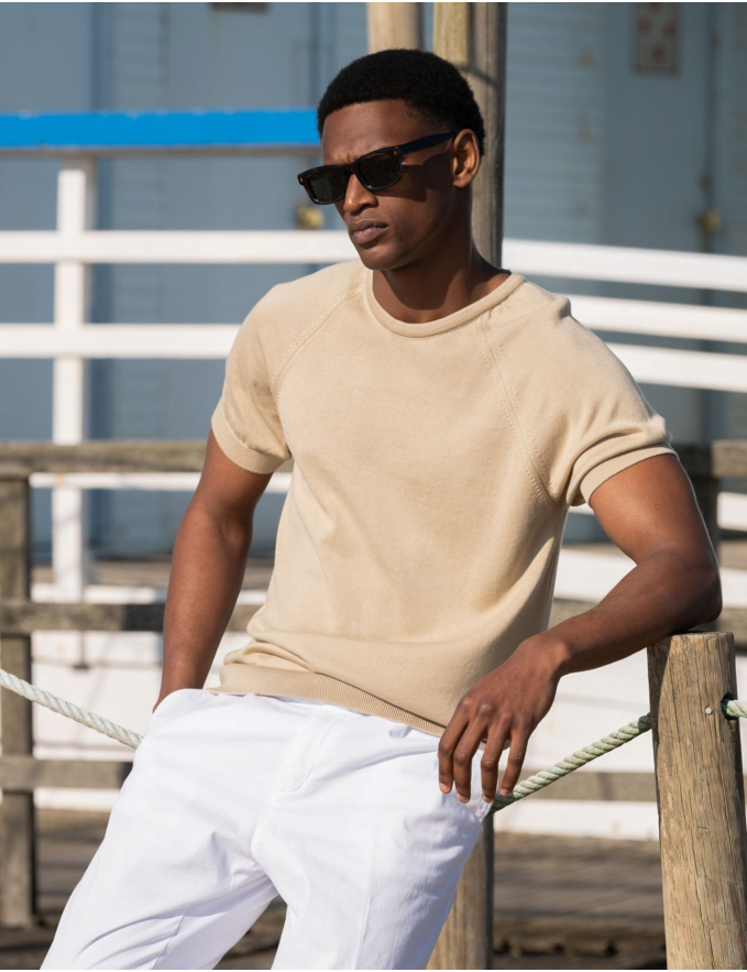 T-SHIRT TRICOT CREME