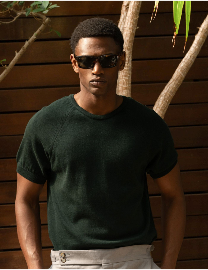 T-SHIRT TRICOT VERDE ESCURO