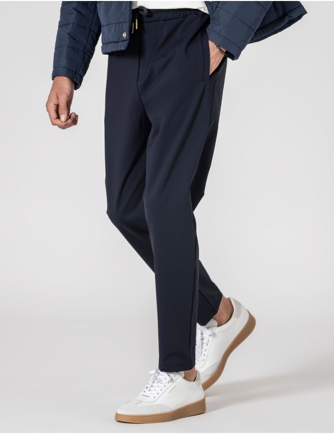 CALÇA DE TECIDO TÉCNICO SLIM FIT AZUL MARINHO