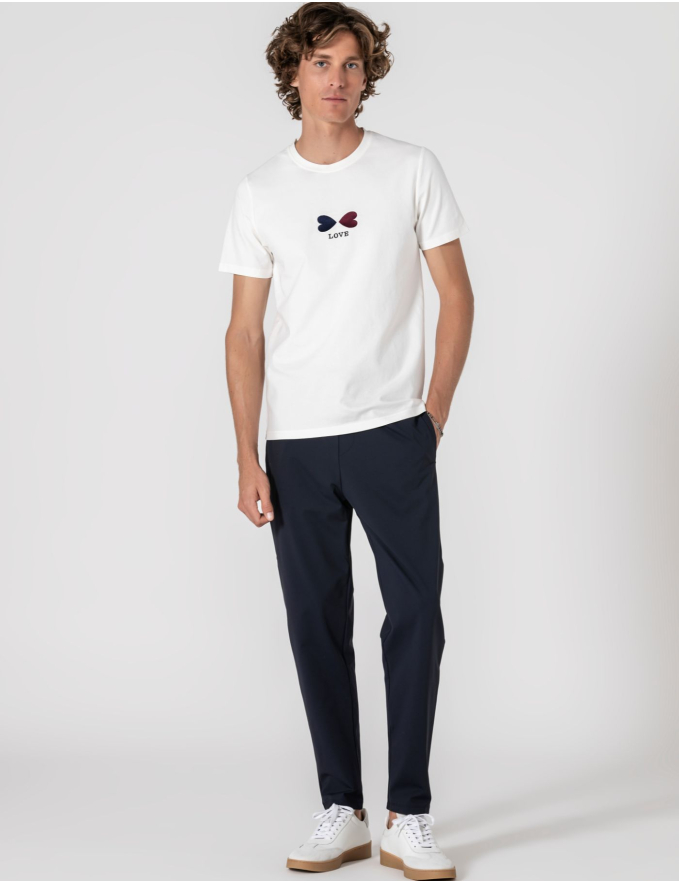 CALÇA DE TECIDO TÉCNICO SLIM FIT AZUL MARINHO