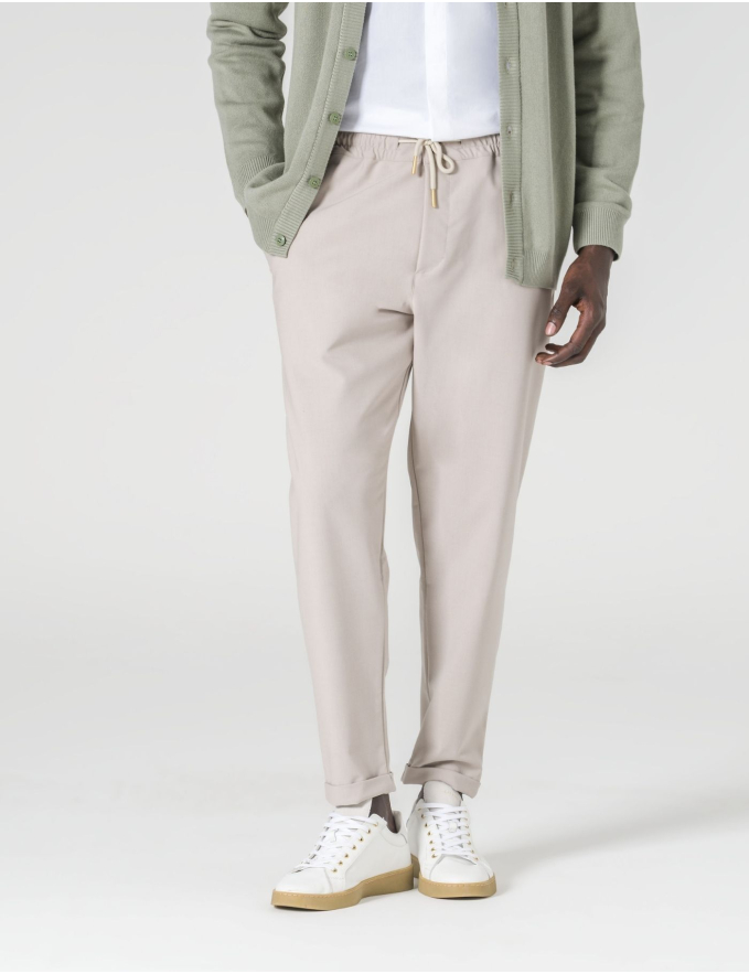 CALÇA CRU DE TECIDO COM CORDÃO CROPPED FIT