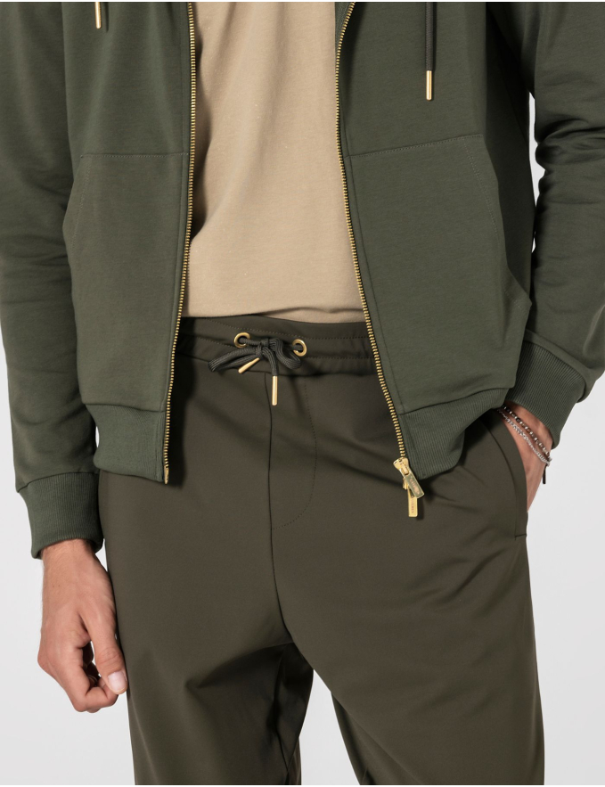 CALÇA DE TECIDO TÉCNICO SLIM FIT VERDE KAKI