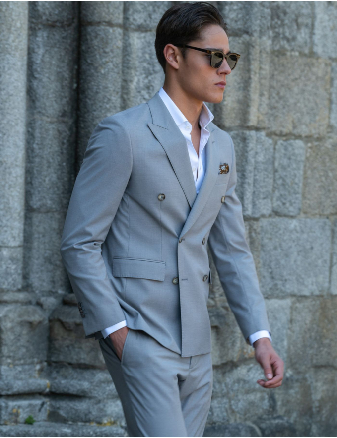 FATO TRESPASSE SLIM FIT CINZA CLARO (PICK STITCH)