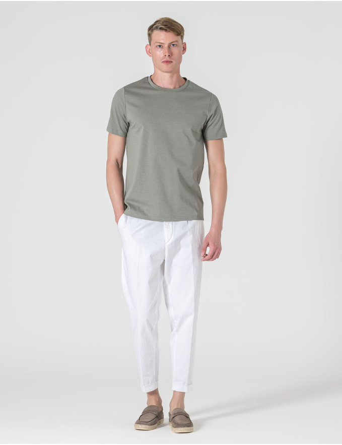 T-SHIRT DE ALGODÃO E POLIAMIDA VERDE PASTEL