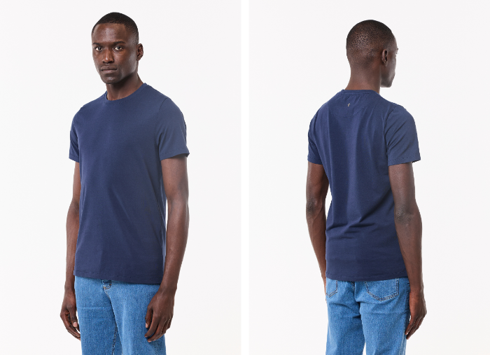 T-SHIRT DE ALGOD&Atilde;O STRETCH AZUL