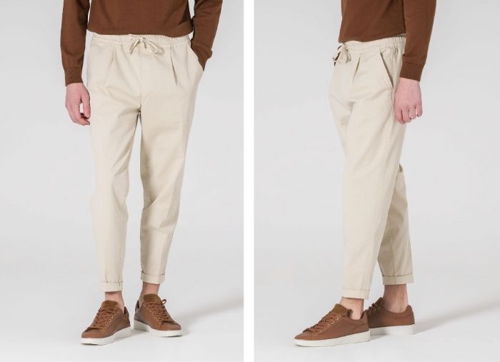 CALÇA CHINO CROPPED FIT DE CORDÃO BEGE CALÇA CHINO CROPPED FIT DE CORDÃO BEGE