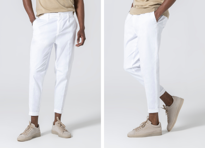 CALÇA CHINO CROPPED FIT VIROLA BRANCA CALÇA CHINO CROPPED FIT VIROLA BRANCA
